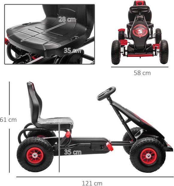 Image du produit Swisshandel24 Gokart, véhicule pour enfants avec siège réglable, véhicule à pédales avec pneus en caoutchouc