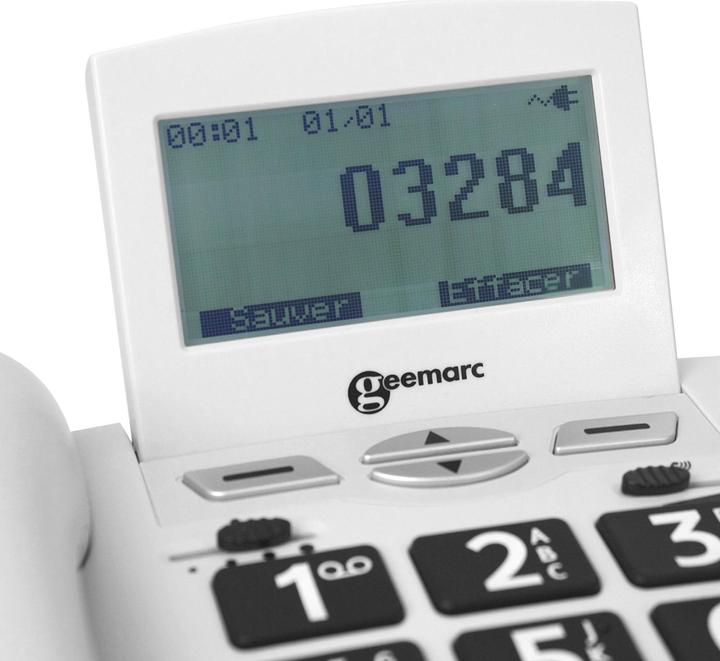 Actual product image Geemarc SERENTIES Corded senior telephone incl. emergency call transmitter Illuminated display White