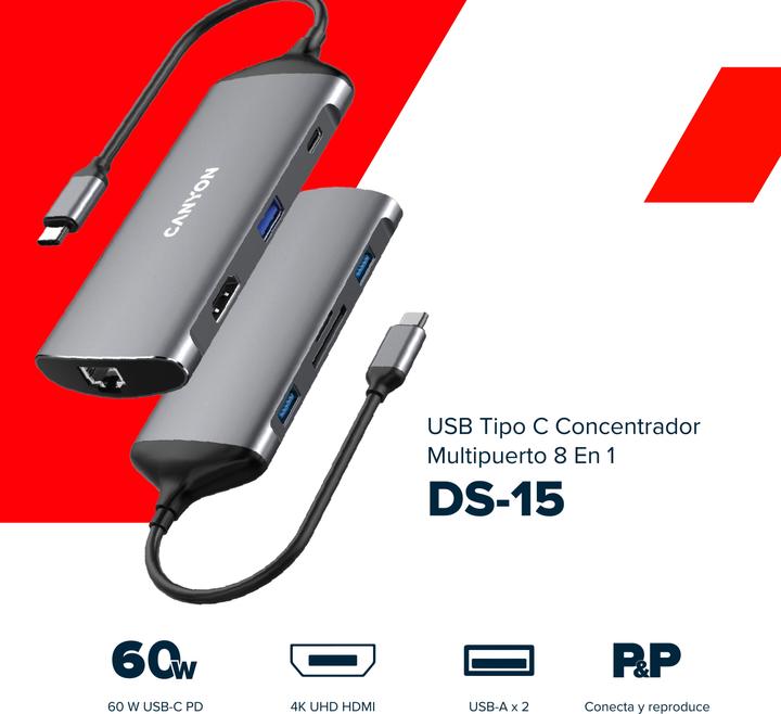 Immagine prodotto Canyon Docking station DS-15 (USB-C, 8 Porti)