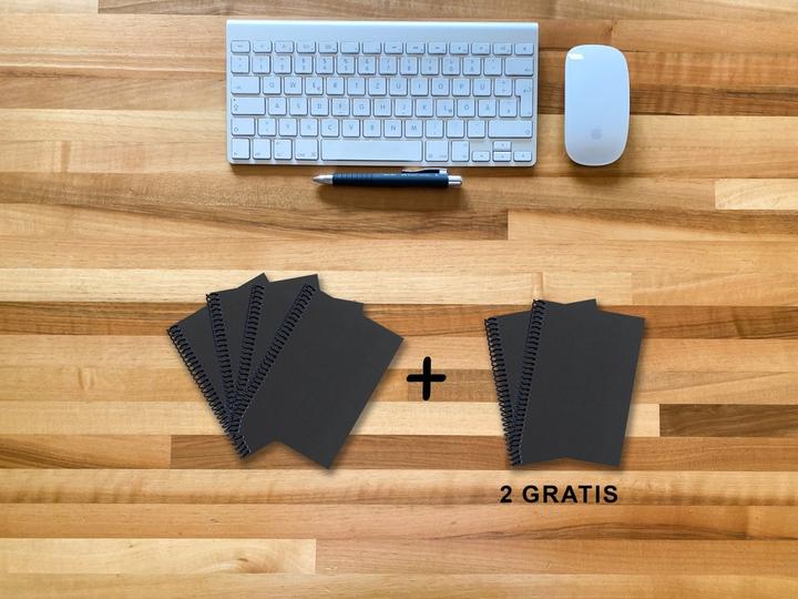 Actual product image A 6 notebook - set, 4+2 free, Luxury 80 pages BLACK ONYX GLITTER-OPTICS, dotted 5x5mm (A6)