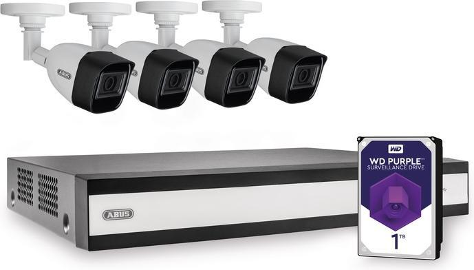 Actual product image Abus Complete set with hybrid video recorder and 4 analogue mini-tube cameras (1920 x 1080 Pixels, 2560 x 1440 (WQHD))