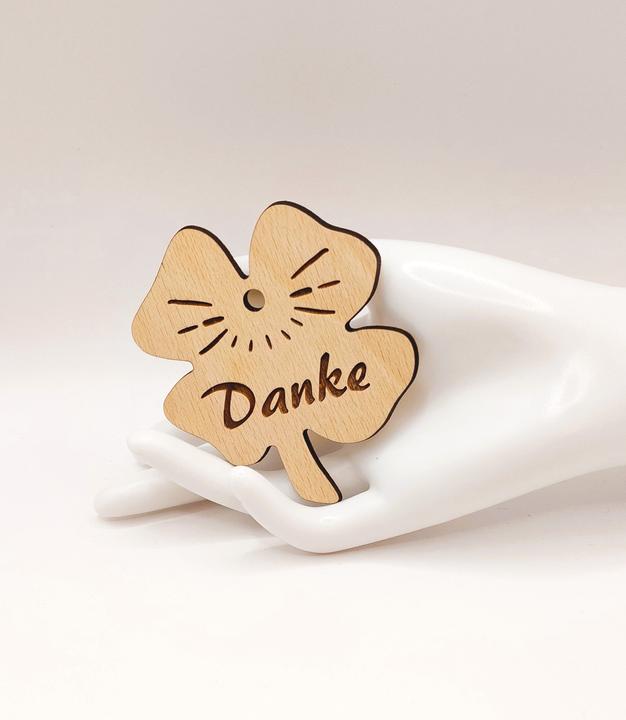 Produktbild ZNatur Kleeblatt Anhänger Geschenk Deko mit Gravur Danke No.69