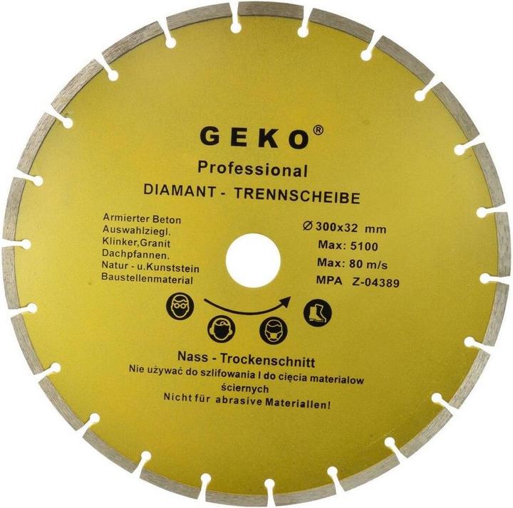 GEKO Disque à tronçonner diamanté à segments, 300x8x32mm
