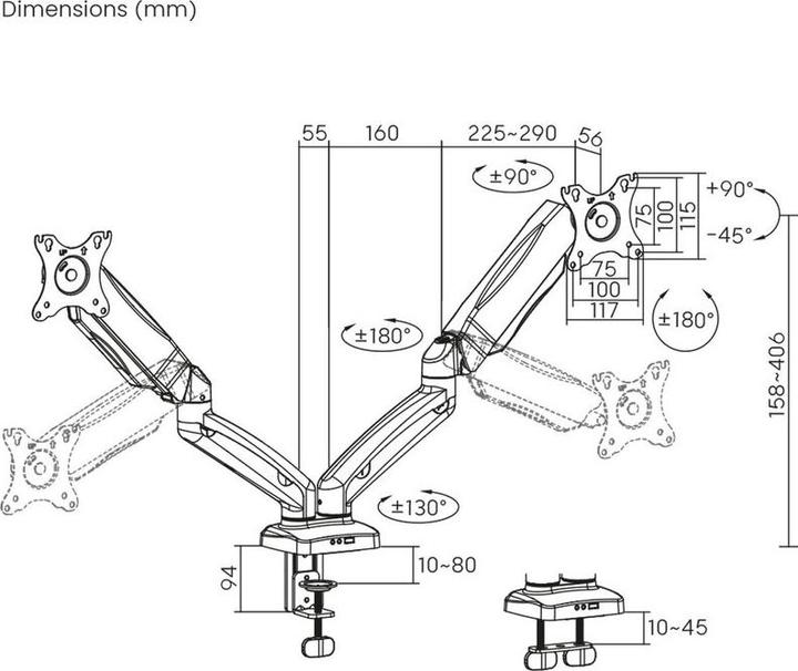 Produktbild Xantron Dual Monitorhalterung (Tisch, 32")