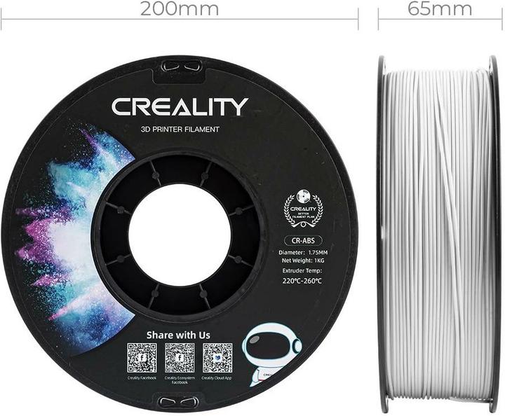 Image du produit Creality Filament ABS, blanc, 1.75 mm, 1 kg (ABS, 1.75 mm, 1000 g, Blanc)