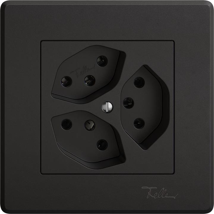 Feller EDIZIO Liv flush-mounted socket outlet 3xT13 black