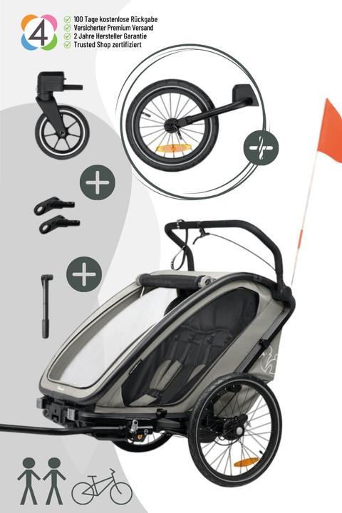 Produktbild Hauck 3in1 Fahrradanhänger Bike N Walk Duo für