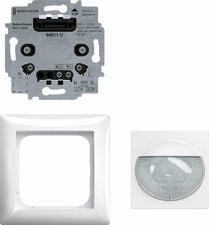 Produktbild Busch-Jaeger B&J Bewegungsmelder 13-180° UP ws glz IP20 BWM Fernbedienbar 2300W (8 m)