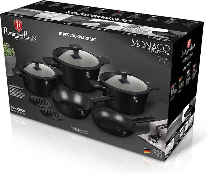 Immagine prodotto BerlingerHaus Haus 10-teiliges Kochgeschirr-Set Monaco Collection (Set di pentole e padelle da cucina, Alluminio)