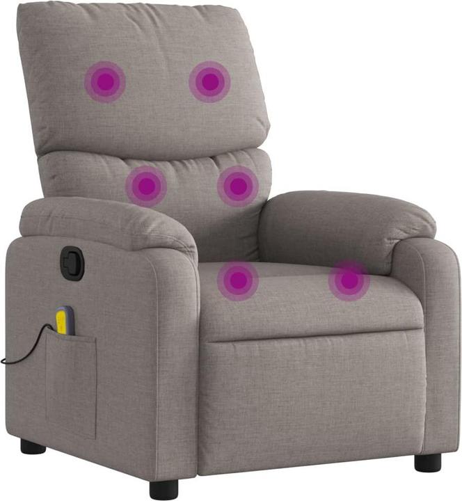Actual product image VidaXL Massage chair taupe fabric,Colour: Taupe,Material: Fabric (100