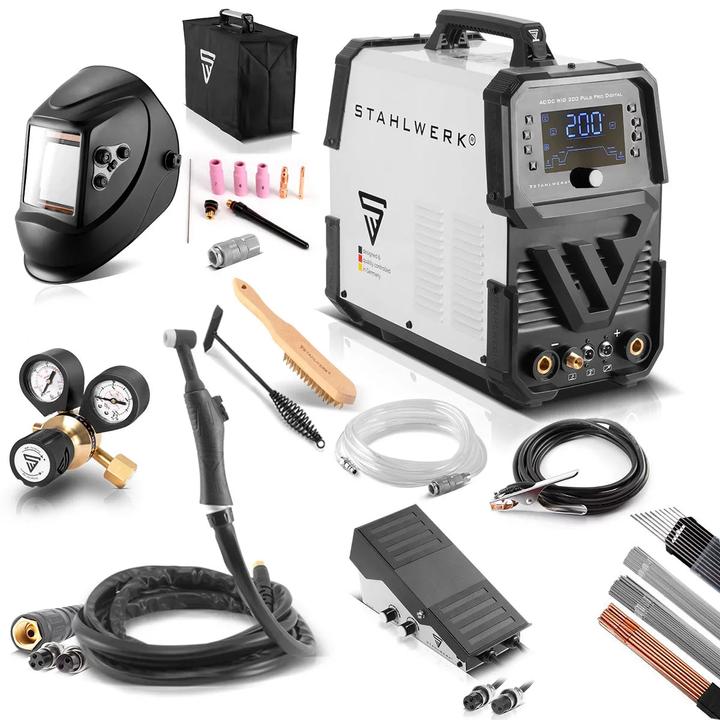 Image du produit Stahlwerk Poste à souder sous protection gazeuse AC/DC TIG 200 Puls Pro Digital équipement complet