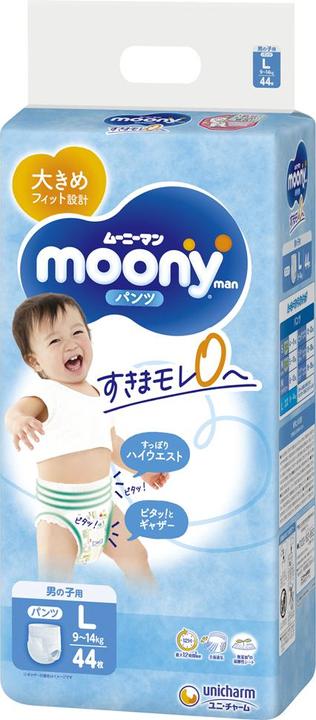 Moony Diapers - pants L 9-14 kg, for boys, 44 pcs. (Size L, Pack, 44 Piece)