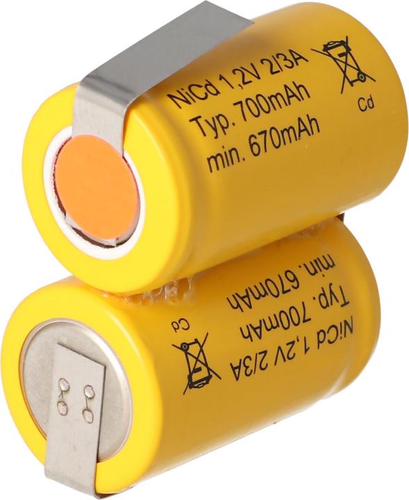 Image du produit AccuCell Accu 2/KR-600AE 2/3 A Cadnica avec cosse à souder en forme de U (1 pcs, 600 mAh, Chargeurs sans batterie)