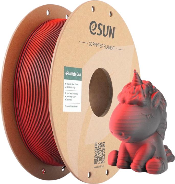 Image du produit eSUN PLA MATTE DUAL 1,75mm RED BLACK 1kg (PLA, 1.75 mm, 1000 g, Noir, Rouge)