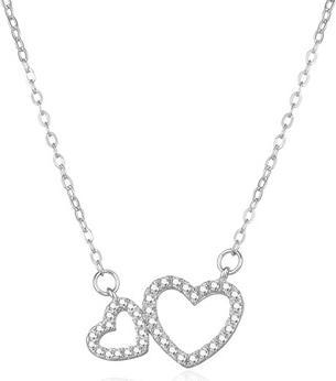 Agato Sparkling silver necklace with hearts AGS1555/47