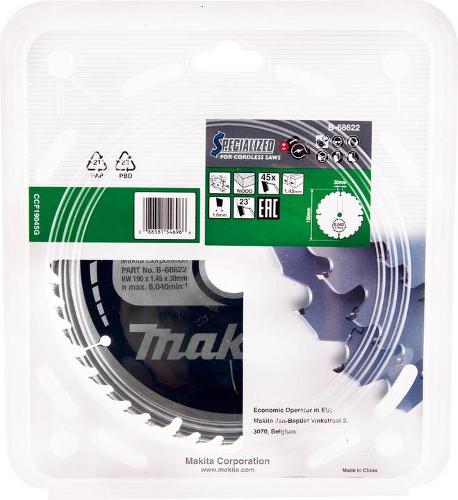 Actual product image Makita CCF19045G SPECIALIZED EFFICUT saw blade 190 x 30 x 1,0 mm ( B-68638 ) 45 teeth for wood