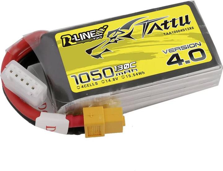 Actual product image Tattu R-Line 4.0 1050mAh 14.8V 130C 4S1P XT60 Battery (14.80 V, 1050 mAh)
