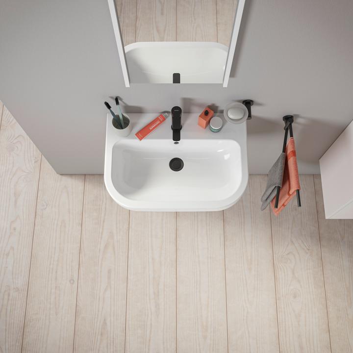 Produktbild Duravit D-Code Waschtisch, mit Hahnloch, mit Überlauf, 650x460x165mm, Weiss Hochglanz (460 mm, 650 mm)