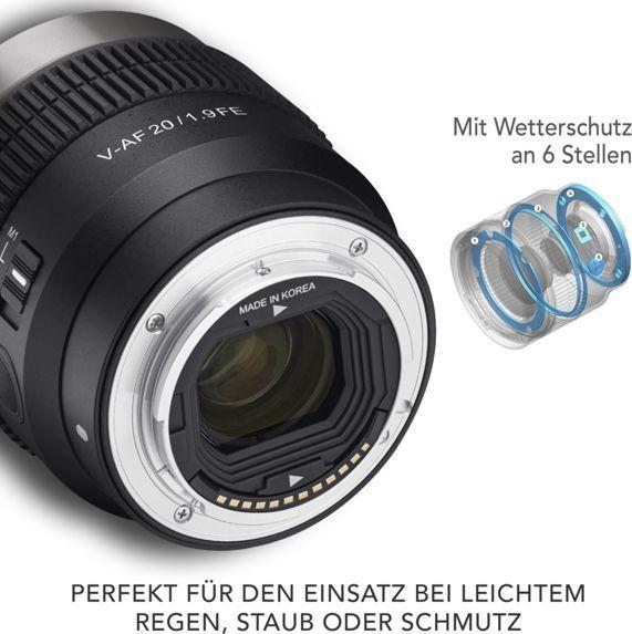 Immagine prodotto Samyang V-AF 20mm F1.9 Sony E-mount (Sony E, Full-frame, APS-C / DX)