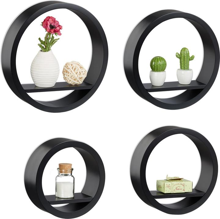 Image du produit Relaxdays Étagère flottante murale ronde 4 en MDF (39,5 x 9 x 39,5 cm)