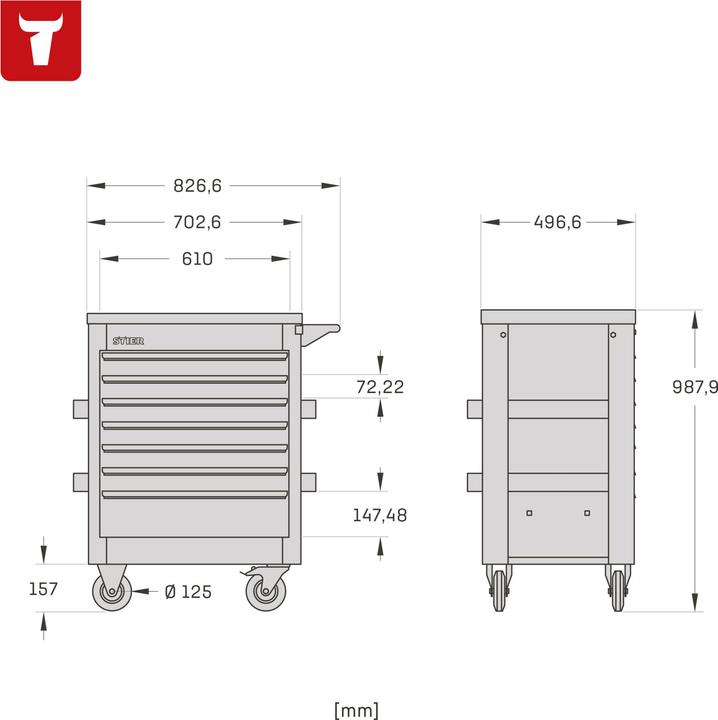 Nutritional values and ingredients Stier Chariot d'atelier Premium vide avec couvercle en plastique