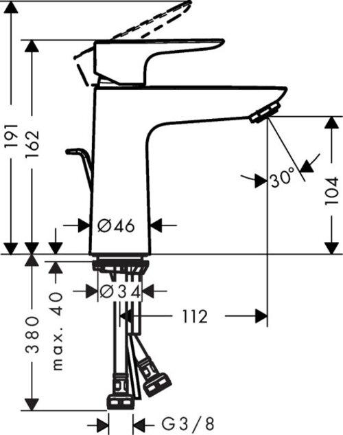 Produktbild hansgrohe TALIS E 110 Waschtisch Armatur, mit Ablaufgarnitur, mattschwarz