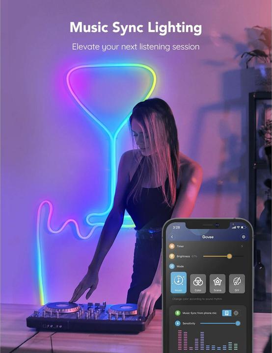 Produktbild Govee RGBIC Neon Rope Light (Mehrfarbig, 200 cm, Indoor)