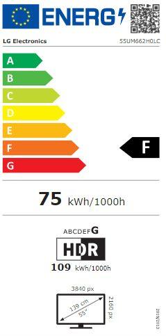 Energie-Label LG Hotel TV 55UM662H (55", UM662H, LED, 4K, 2023)