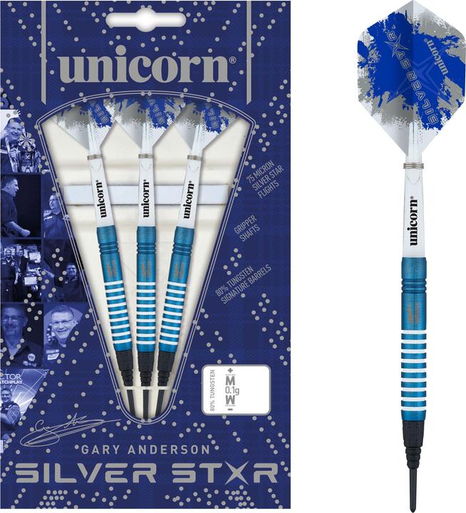 Actual product image Unicorn Silver Star Blue Gary Anderson Soft Darts 1 set (17 g)