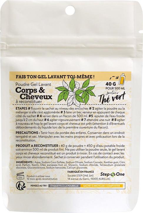 Produktbild Step One 2 in 1 Shampoo & Duschgel Pulver – Grüner Tee (500 ml, Flüssiges Shampoo)