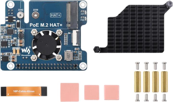 Image du produit WaveShare PCIe vers M.2 SSD HAT+ avec PoE pour Raspberry Pi 5