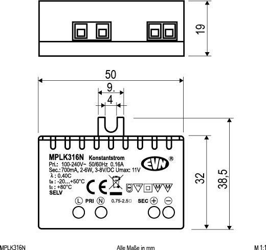 Actual product image EVN LED power supply unit
