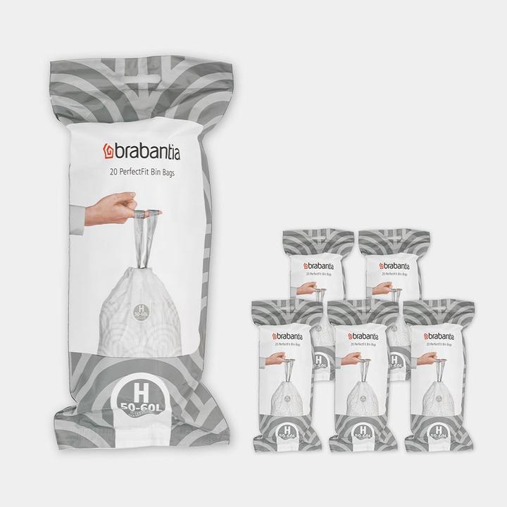Produktbild Brabantia PerfectFit Vuilniszakken - 50/60 l - Code H - 6 rollen x 20 stuks (120 x, 60 l)