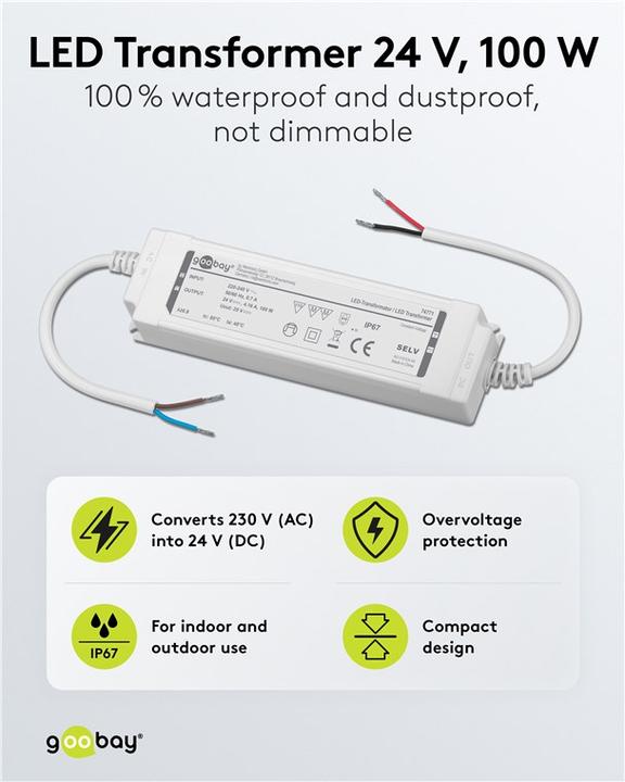 Actual product image Goobay LED-Trafo 24 V DC, 100 W, IP67