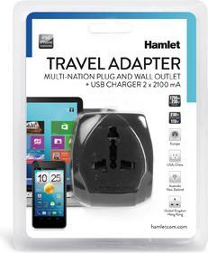 Immagine prodotto Hamlet Traver Adapter adattatore universale da viaggio per prese elettriche più caricatore usb (1750 W)