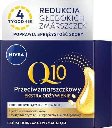 Produktbild NIVEA Q10 Przeciwzmarszczkowy odbudowujący krem odżywiający do skóry dojrzałej i wymagającej na noc (50 ml, Nachtcreme)