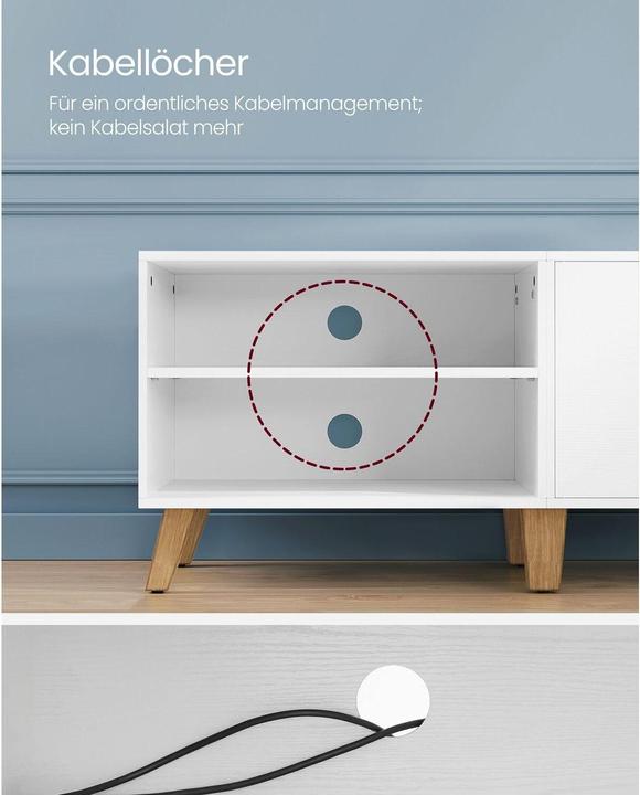 Produktbild Vasagle TV-Möbel 140 x 40 x 45 cm, Weiss (140 x 40 x 45 cm)