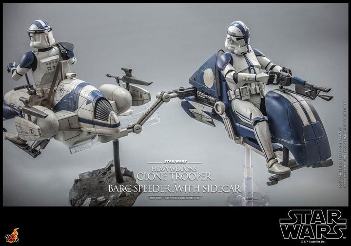 Actual product image Hot Toys Star Wars The Clone Wars figurine 1/6 Heavy Weapons Clone Trooper & BARC Speeder with Sidecar 30 cm
