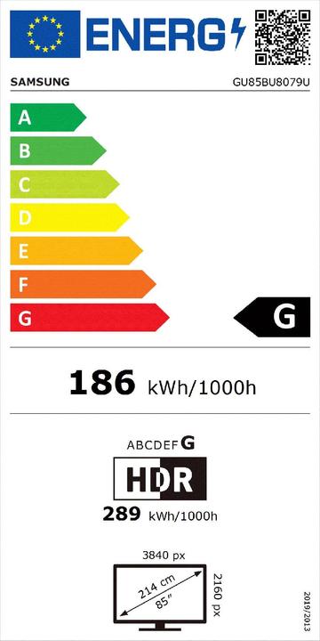 Energie-Label Samsung GU85BU8079U (85", LED, 4K, 2022)