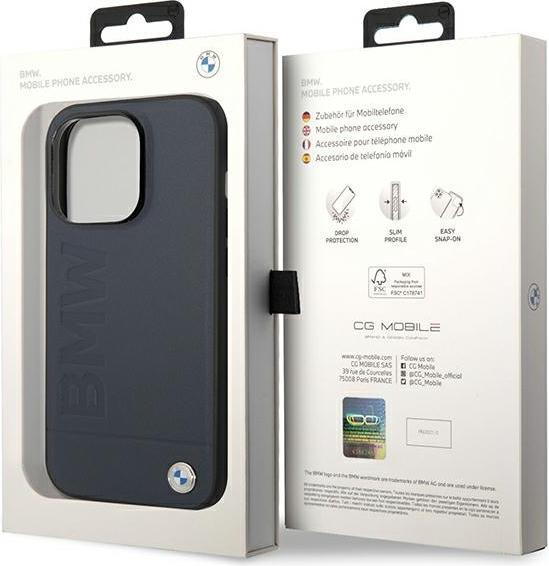 Produktbild BMW Etui BMHMP14XSLLNA iPhone 14 Pro Max 6,7" granatowy/navy hardcase Leather Hot Stamp MagSafe (Apple iPhone 14 Pro Max)