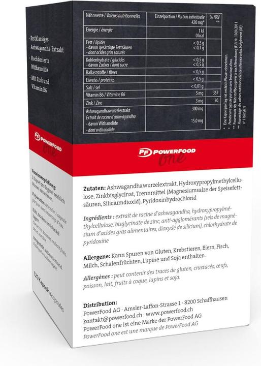 Actual product image PowerFood One Ashwagandha (120 Piece, Capsules, 96 g)