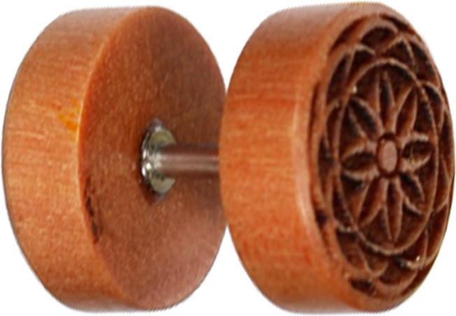 Star Piercing Fake Plug Blume aus Rosenholz (ohne Messing, Organisch)