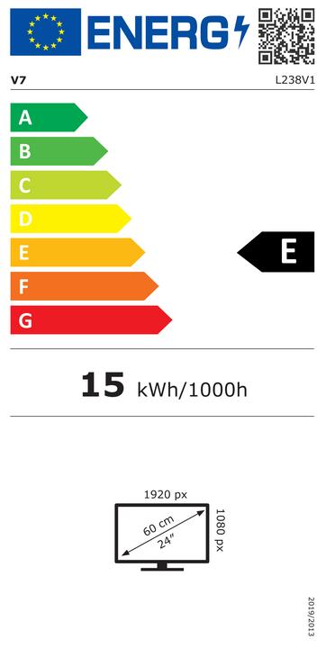 Energie-Label V7 23.8in Ips Monitor Displayport (1920 x 1080 Pixel, 23.80")