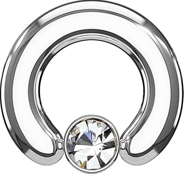 Image du produit Star Piercing Closure anneau argent disque cristal argent (Acier chirurgical 316L)