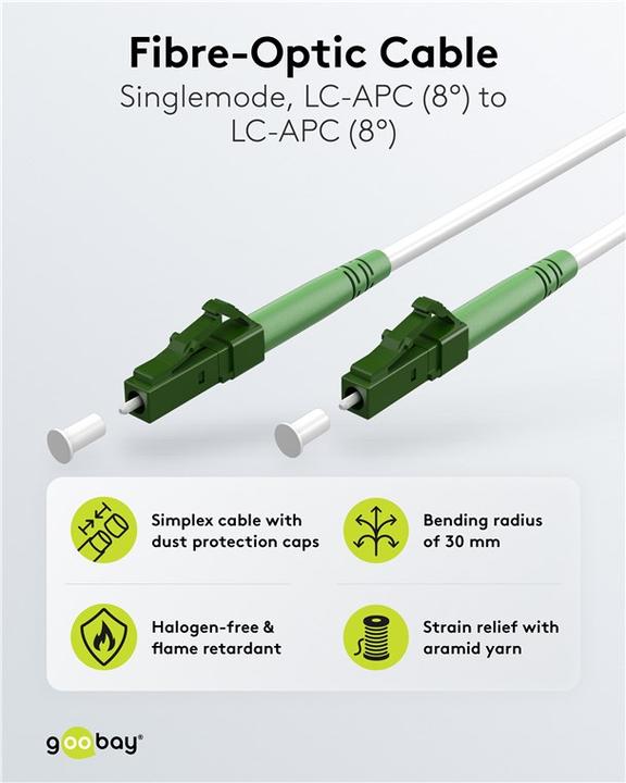 Produktbild Goobay Glasfaserkabel FTTH, Singlemode OS2 White, weiss Simplex, 2 m (CAT7, 2 m)