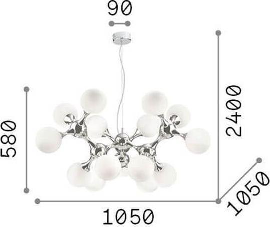 Produktbild Ideal lux NODI Pendelleuchte E14 15-fach ⌀1050mm dimmbar Weiss 082073 (E14)