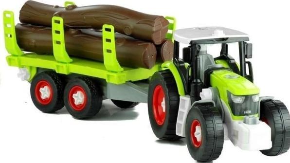 Produktbild Lean Toys Montagetraktor mit Anhänger für Holz 43 cm
