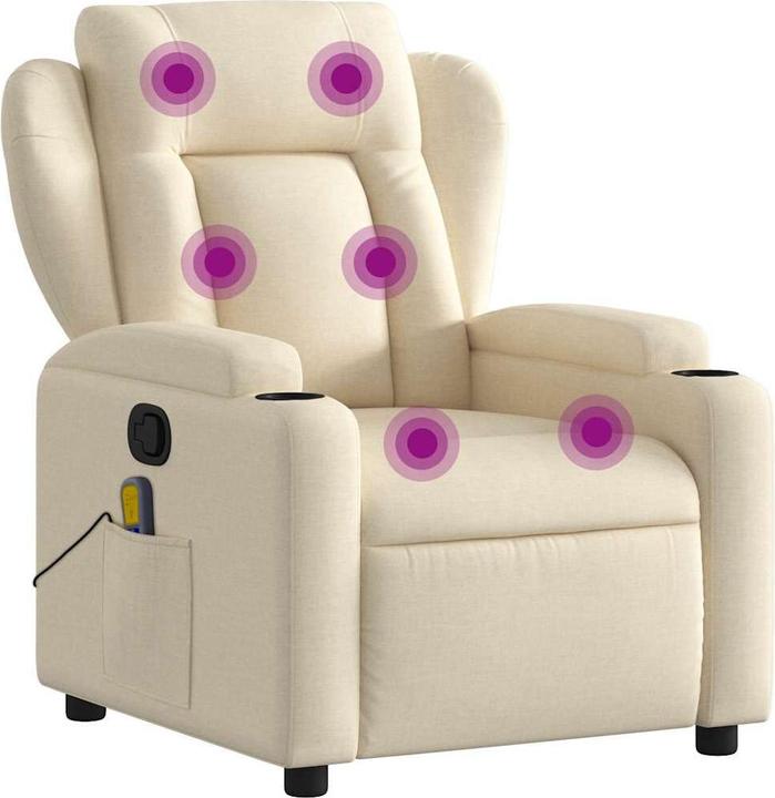 Actual product image VidaXL Massage chair cream fabric,Colour: Cream,Material: Fabric (100