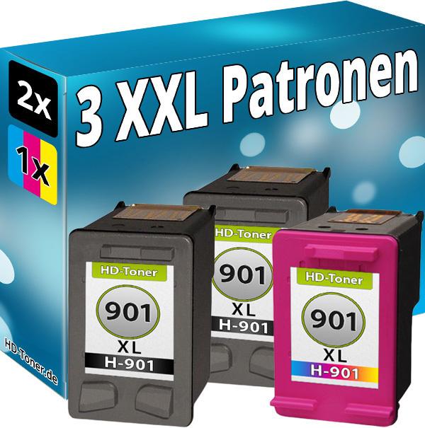 Produktbild Druckfuxx Set 3x REFILL DRUCKER PATRONEN KOMPATIBEL für HP 901 XL BLACK + COLOR