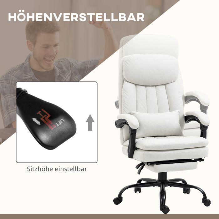 Produktbild Swisshandel24 Bürostuhl mit Massage- und Wärmefunktion, ergonomisch, 155° verstellbaren Rückenlehne, Cremeweiss